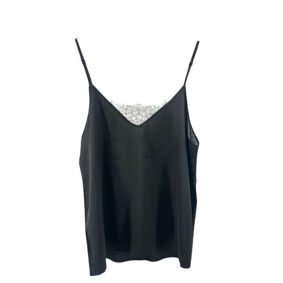 Forever 21 Black Satin Lace Insert Cami – Size Large NWT Modest Coverage - Picture 5 of 12